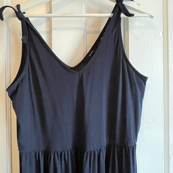 Maxi navy blue dress with adjustable straps size M, fits like L/XL - Picture 2 of 5
